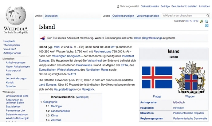 Basiswissen über Island kompakt bei Wikipedia