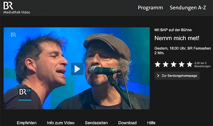Niedecken und Frisch: BR zeigt Konzert-Impressionen