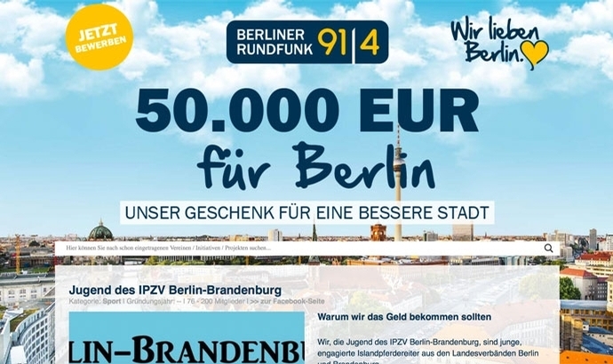 Berliner Rundfunk stiftet 50.000 € für Vereinsarbeit
