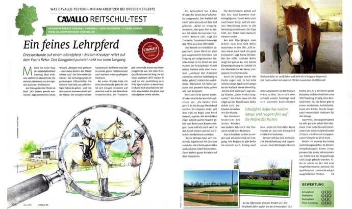 Cavallo: Lob für Zweiniger Islandpferdehof & Winkes