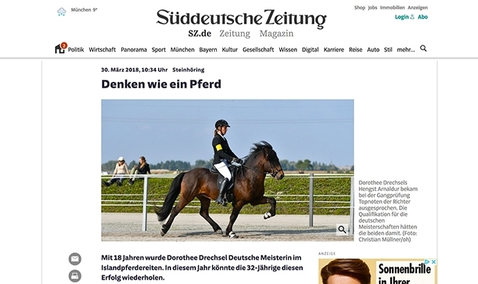 ‘Denken wie ein Pferd’: SZ portraitiert Doro Drechsel