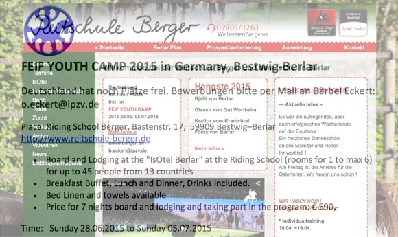 FEIF Youth Camp 2015: Berlar setzt auf großen ‘Zirkus’