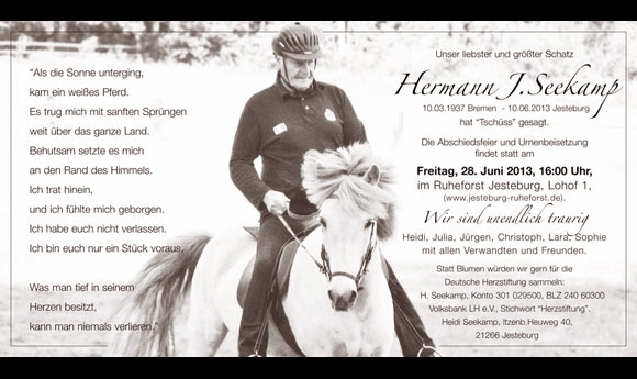 Ein Großer ist gegangen: Trauer um Hermann Seekamp