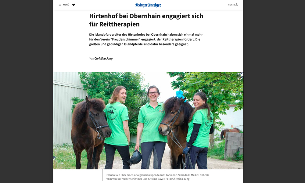 Heller Freudenschimmer dank Hirtenhof-Spendenritt