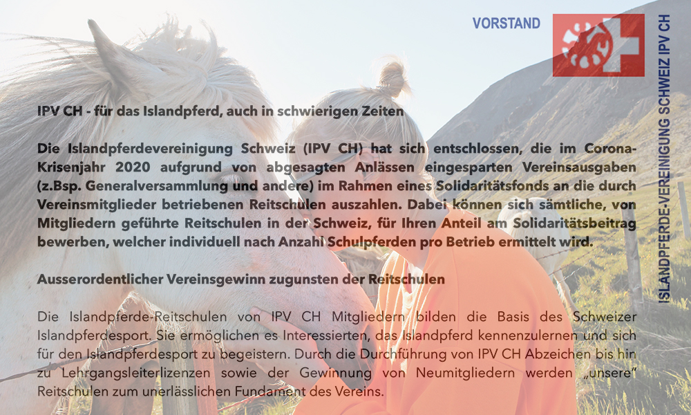 IPV CH: Solidaritätsfonds für Reitschulen nach Covid