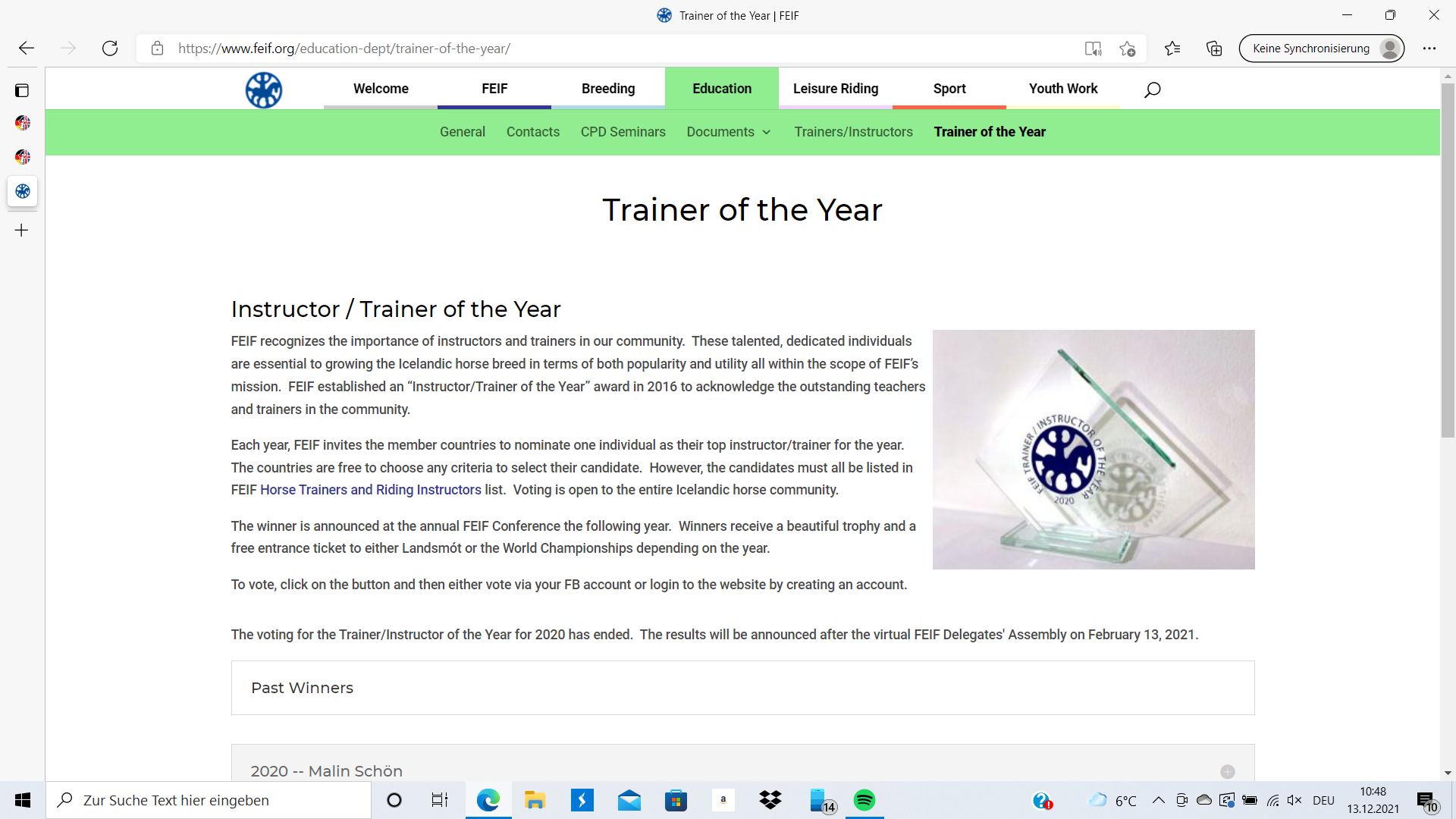 Nominations for FEIF Trainer of the year are still open until the 15th