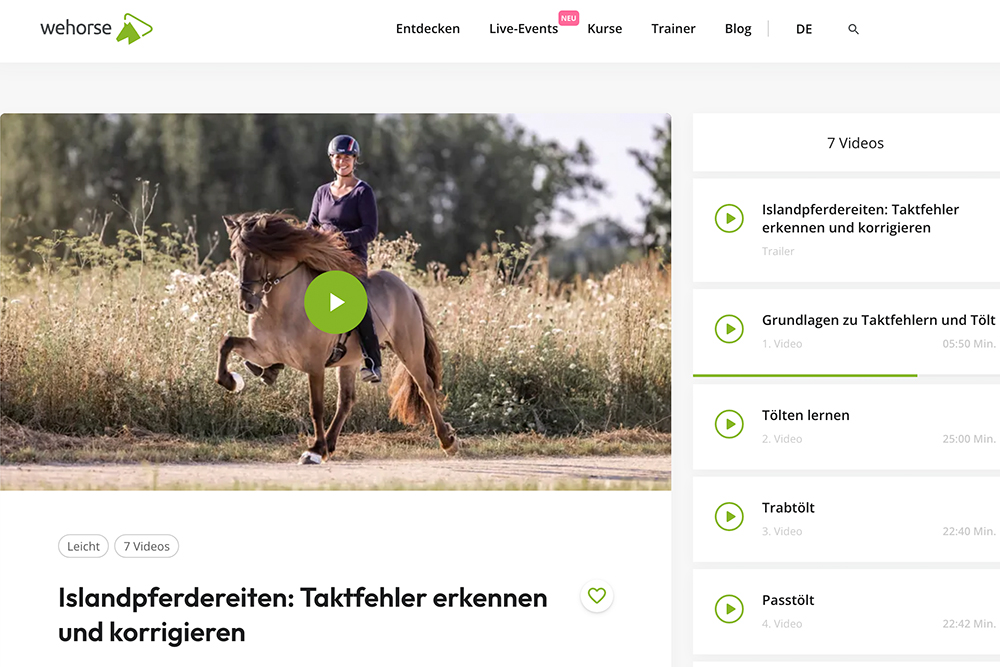 wehorse: Neuer Lisa-Kurs, Taktfehler erkennen und korrigieren, 7 Videos