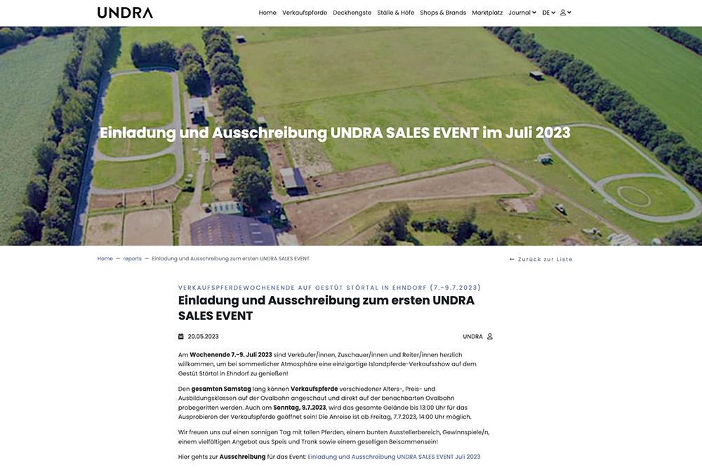 UNDRA-Verkaufspferdetag am 8. Juli auf Störtal